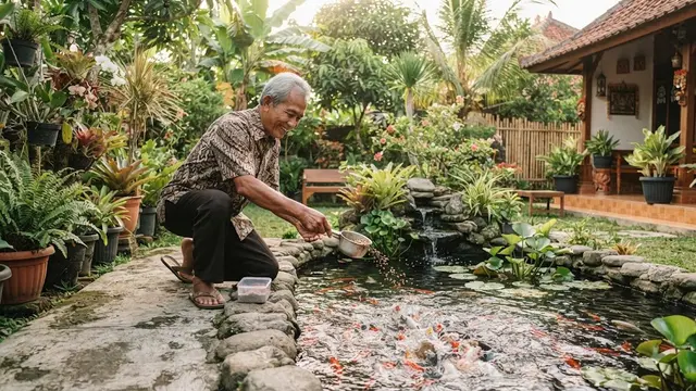 Hobi yang cocok untuk masa pensiun yakni memberi makan ikan