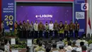 Wakil Presiden Ma'ruf Amin didampingi Ketua KPK Agus Rahardjo dan Menteri Keuangan Sri Mulyani Indrawati berfoto bersama dalam acara Hari Anti Korupsi Dunia (Hakordia) 2019 di Gedung Penunjang KPK, Jakarta, Senin (9/12/2019) (Liputan6.com/Faizal Fanani)