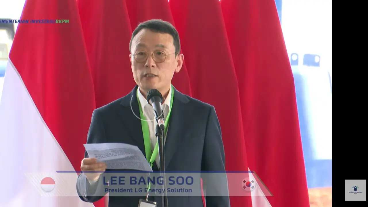 Presiden LG Energy Solution Lee Bang Soo, dalam seremoni Implementasi Tahap Kedua Industri Baterai Listrik Terintegrasi di KIT Batang, Rabu (8/6/2022).