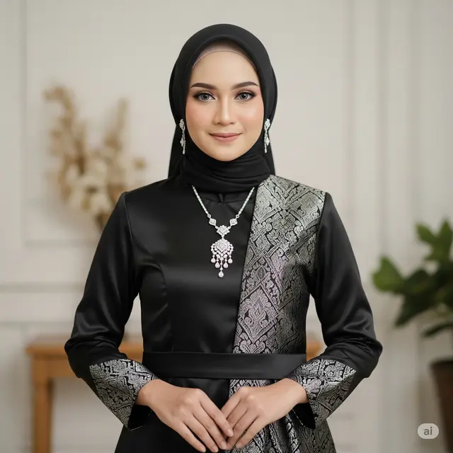 Model Gamis Dua Motif (Image by GeminiAI)