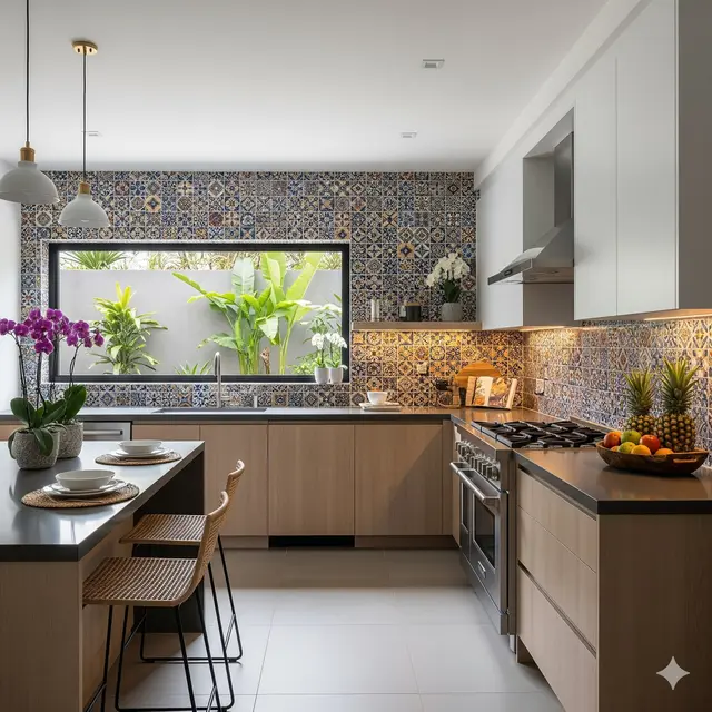 Dapur dengan Backsplash Kreatif