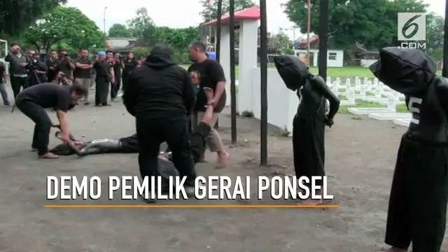 Ratusan pemilik gerai ponsel di Yogyakarta menggelar aksi demonstrasi.