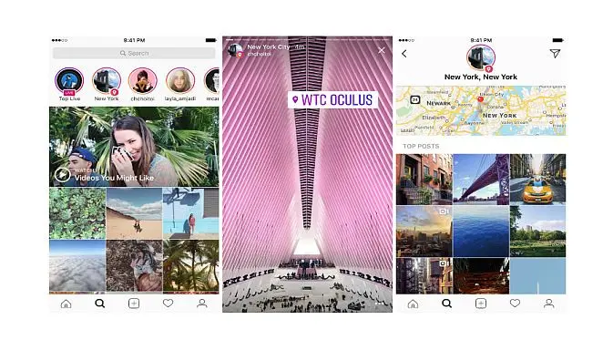 Instagram menambahkan Stories berdasarkan lokasi dan tagar di menu Explore (Foto: Ist)