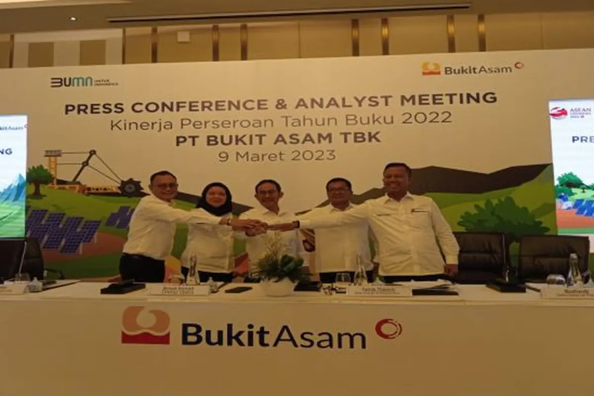 Konfrensi pers kinerja tahun buku 2022 PT Bukit Asam Tbk (PTBA), Kamis, 9 Maret 2023. (Foto: Liputan6.com/Elga N)