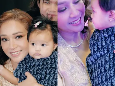 Maia Estianty tampak senang bertemu dengan baby Ameena. (Foto: Instagram/ maiaestiantyreal)
