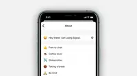Fitur About di Aplikasi Olah Pesan Signal. Kredit: Signal