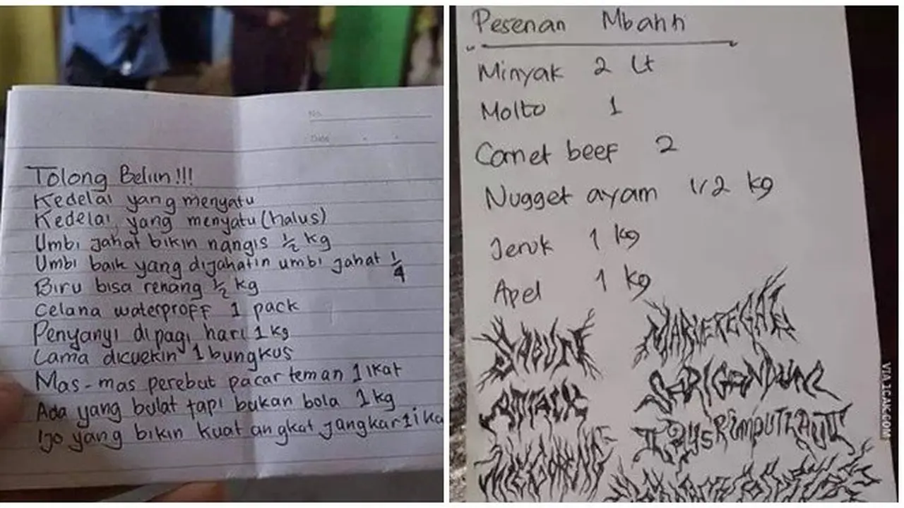 6 Potret Catatan Daftar Belanja Ini Bikin Dahi Berkerut, Penulisannya Nyeleneh