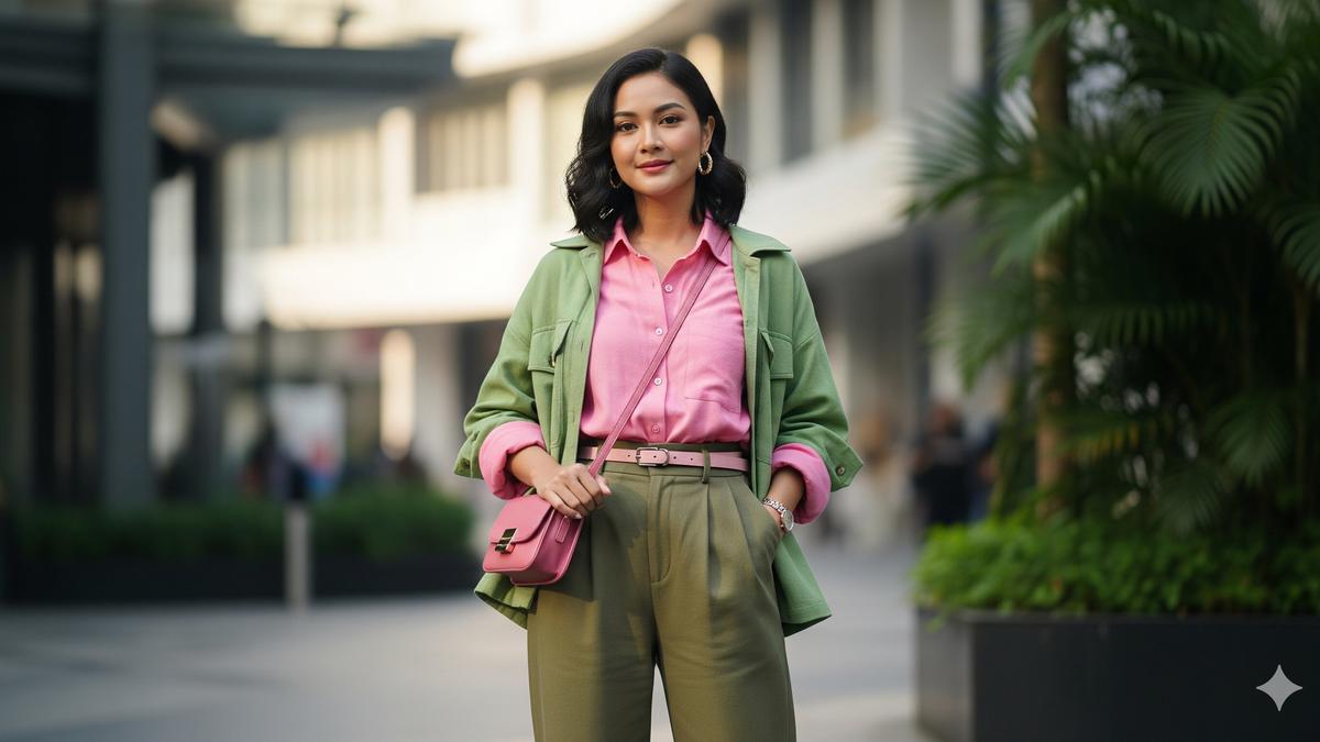 6 Trik Modis Padukan Outfit Pink dan Hijau, Bikin Look Makin Segar