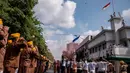 Insiden Hotel Yamato dikenal dengan peristiwa perobekan bendera Belanda yang berwarna merah-putih-biru menjadi bendera Indonesia “Merah-Putih”. (JUNI KRISWANTO/AFP)