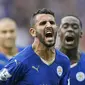 Ekspresi Riyad Mahrez usai cetak gol penyeimbang kontra Hotspurs (Reuters / Carl Recine)