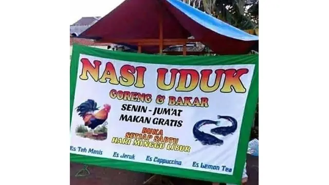 6 Spanduk Penjual Nasi Uduk Ini Bikin Geleng Kepala