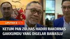 Ketua Umum PAN Zulkifli Hasan menghadiri Rapat Koordinasi Nasional Sentra Penegakan Hukum Terpadu atau Gakkumdu, yang digelar oleh Bawaslu, bersama Kepolisian dan Kejaksaan. Rakornas Gakkumdu diselenggarakan untuk mendukung pengawalan Pemilu 2024 yan...