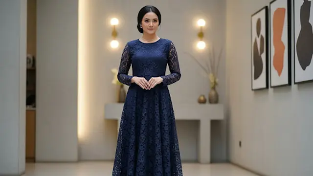 Floral Dress Brokat Cutting A-Line