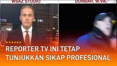Ia mengaku baik-baik saja, meski pembawa acara tampak khawatir akan benturan serius.