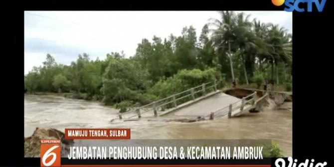 Jembatan Penghubung Antardesa Mamuju Tengah Ambruk