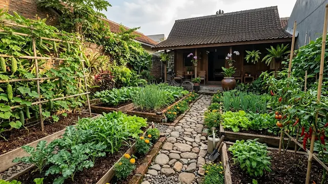 9 Inspirasi Desain Kebun Sayur Belakang Rumah, Halaman Lebih Asri dan Produktif