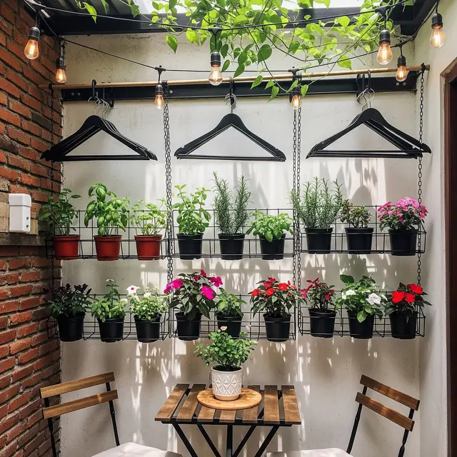 Kebun Mini Gantung dari Hanger Bekas