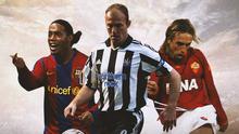 Ilustrasi - Ronaldinho, Alan Shearer, Gabriel Batistuta (Bola.com/Adreanus Titus)