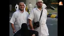 Senyum tukang ojek kursi roda merekah. Mereka mematok tarif 30 riyal untuk mengantar jamaah haji yang akan melempar jumrah (Liputan6.com/Anri Syaiful)