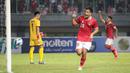 <p>Selebrasi pemain Timnas Indonesia U-19, Rabbani Tasnim Siddiq usai menjebol gawang Filipina dalam pertandingan babak penyisihan Grup A Piala AFF U-19 yang berlangsung di Stadion Patriot Candrabhaga, Bekasi, Jumat (8/7/2022). (Bola.com/Bagaskara Lazuardi)</p>
