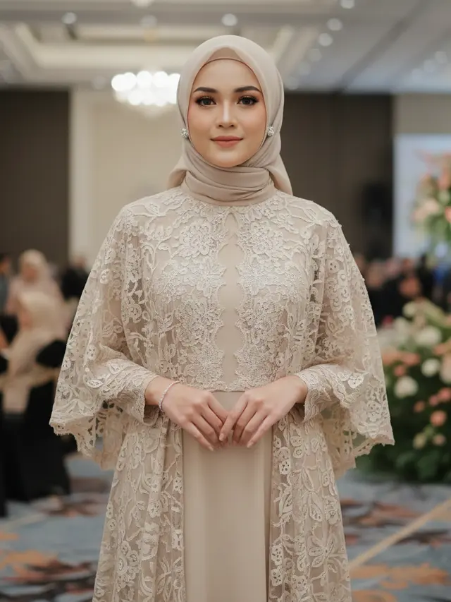 Gamis Brokat Copotan dengan Tampilan Fleksibel (Foto: Gemini AI)