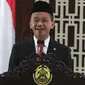 Menteri Energi dan Sumber Daya Mineral (ESDM) yang baru Bahlil Lahadalia saat acara serah terima jabatan Menteri ESDM di Kantor Kementerian ESDM, Jakarta, Senin (19/8/2024). (merdeka.com/Arie Basuki)