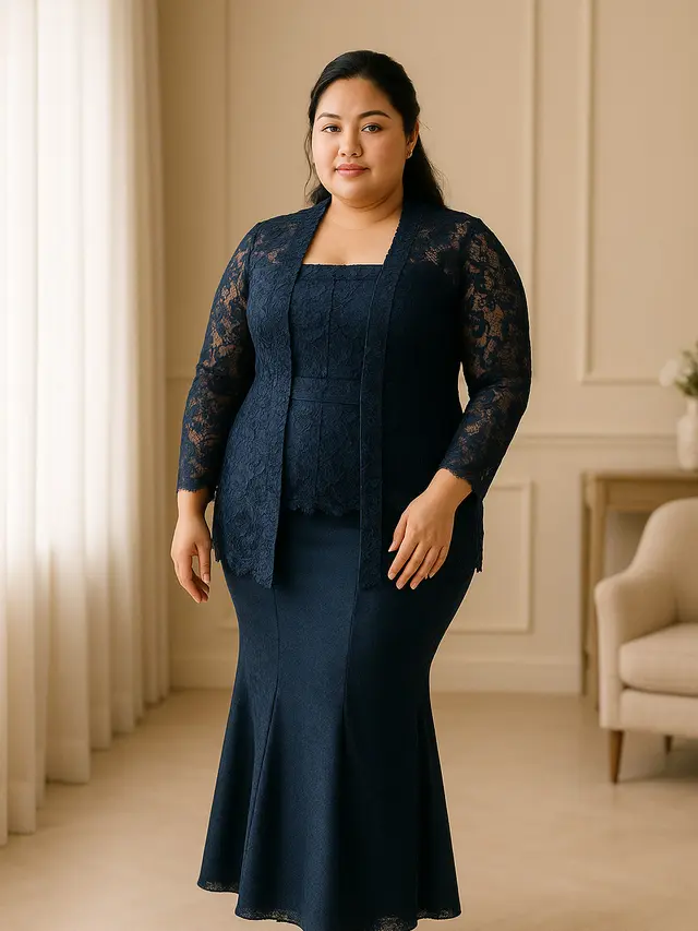 Model Kebaya Panjang Brokat untuk Orang Gemuk