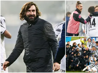 Raut wajah bahagia terpancar dari pelatih Juventus, Andrea Pirlo, usai tim besutannya berhasil menaklukkan Napoli pada laga final Piala Super Italia. Trofi tersebut merupakan yang pertama bagi Pirlo sebagai pelatih.