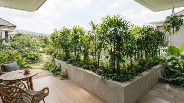 Planter Box Permanen Memanjang di Sepanjang Tepi Teras (AI Generated)