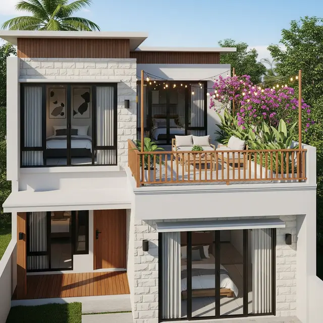 Model Rumah Sederhana Tapi Mewah dengan Atap Datar dan Rooftop