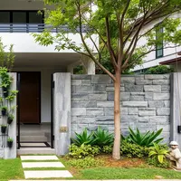 Model Pagar Rumah Minimalis Batu Alam. Foto: Woro Anjar Verianty via Qwen AI