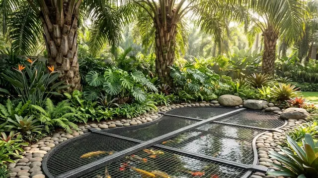 Kolam Minimalis Tropis dengan Grill Pengaman