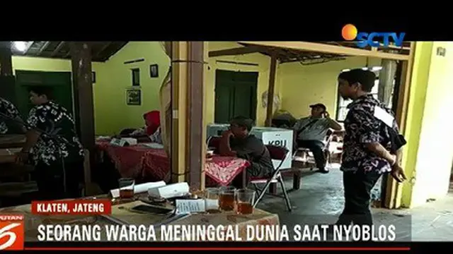 Seorang warga di Klaten, meninggal dunia saat melakukan pencoblosan di bilik suara. Meski demikian, peristiwa tersebut tetap tidak mengganggu proses pencoblosan.