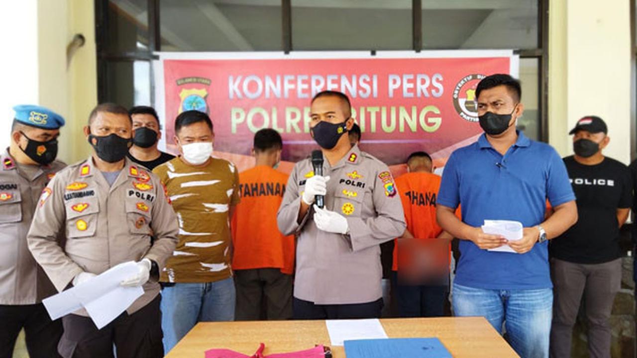 Polres Bitung menggelar jumpa pers mengungkap kasus pembunuhan.