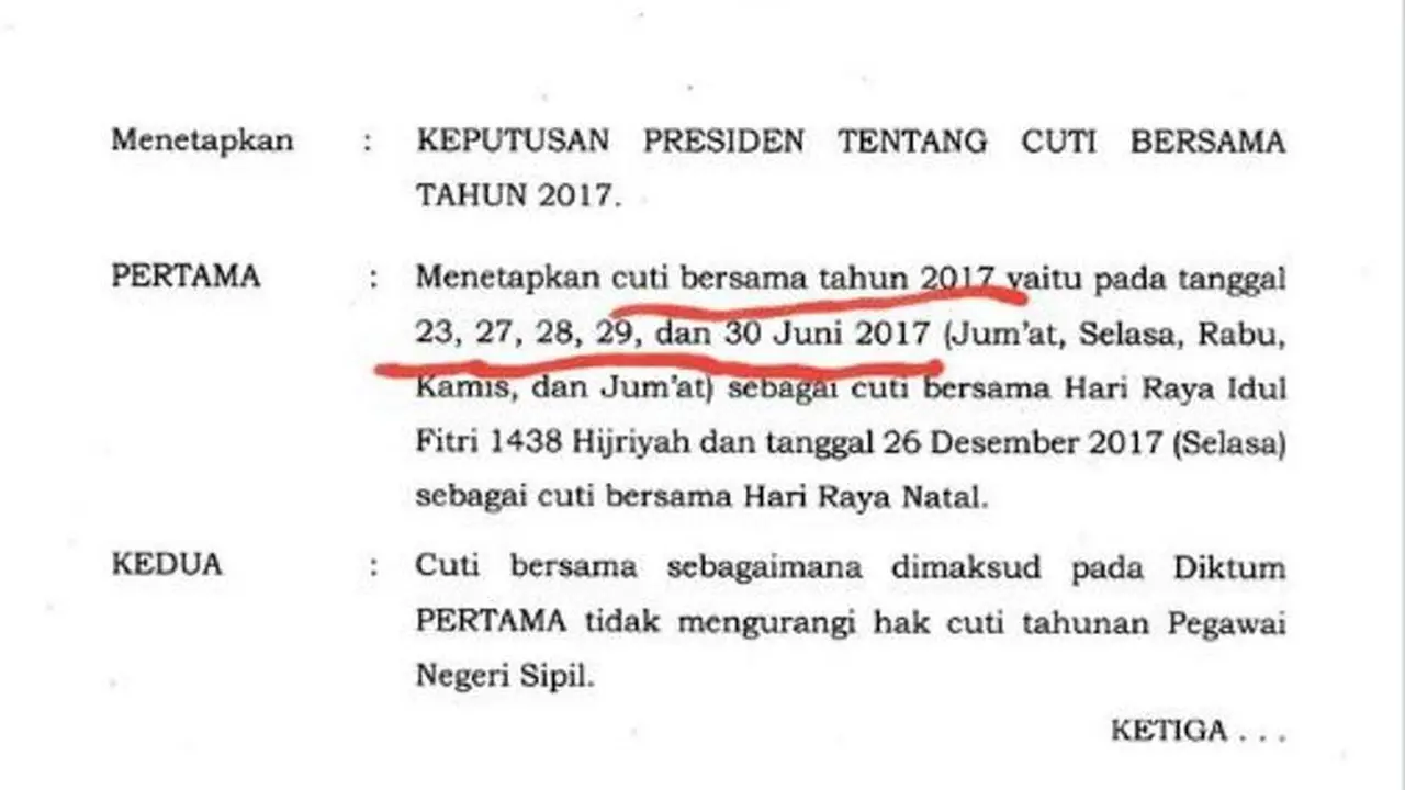 [Bintang] Tanggal 23 Juni 2017 Cuti Bersama