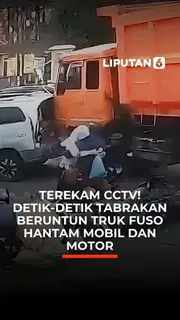 Terekam CCTV! Detik-Detik Tabrakan Beruntun Truk Fuso Hantam Mobil dan Motor