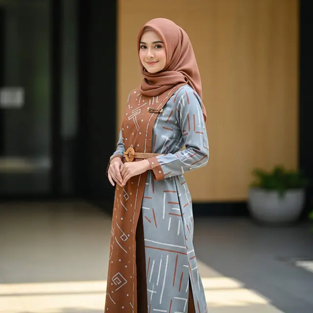Model Gamis Batik Cap Handmade Earth Tone