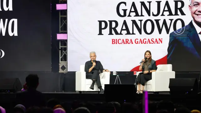 Bakal calon presiden (bacapres) 2024 Ganjar Pranowo menghadiri Mata Najwa On Stage di Graha Saba UGM, Sleman, Daerah Istimewa Yogyakarta (DIY), Selasa (19/9/2023) malam.