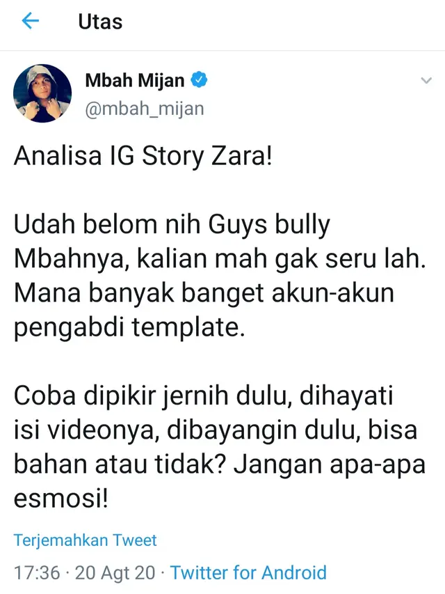 Unggahan Mbah Mijan. (Foto: Twitter @mbah_mijan)