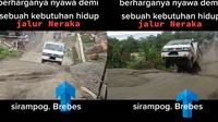 Pikap melewati jalan rusak parah (TikTok/@rogotamajaya)