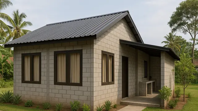 Desain Rumah Sederhana Rp50 Jutaan di Lahan 6x10 Meter dengan Dinding Batako/ Ilustrasi gambar AI