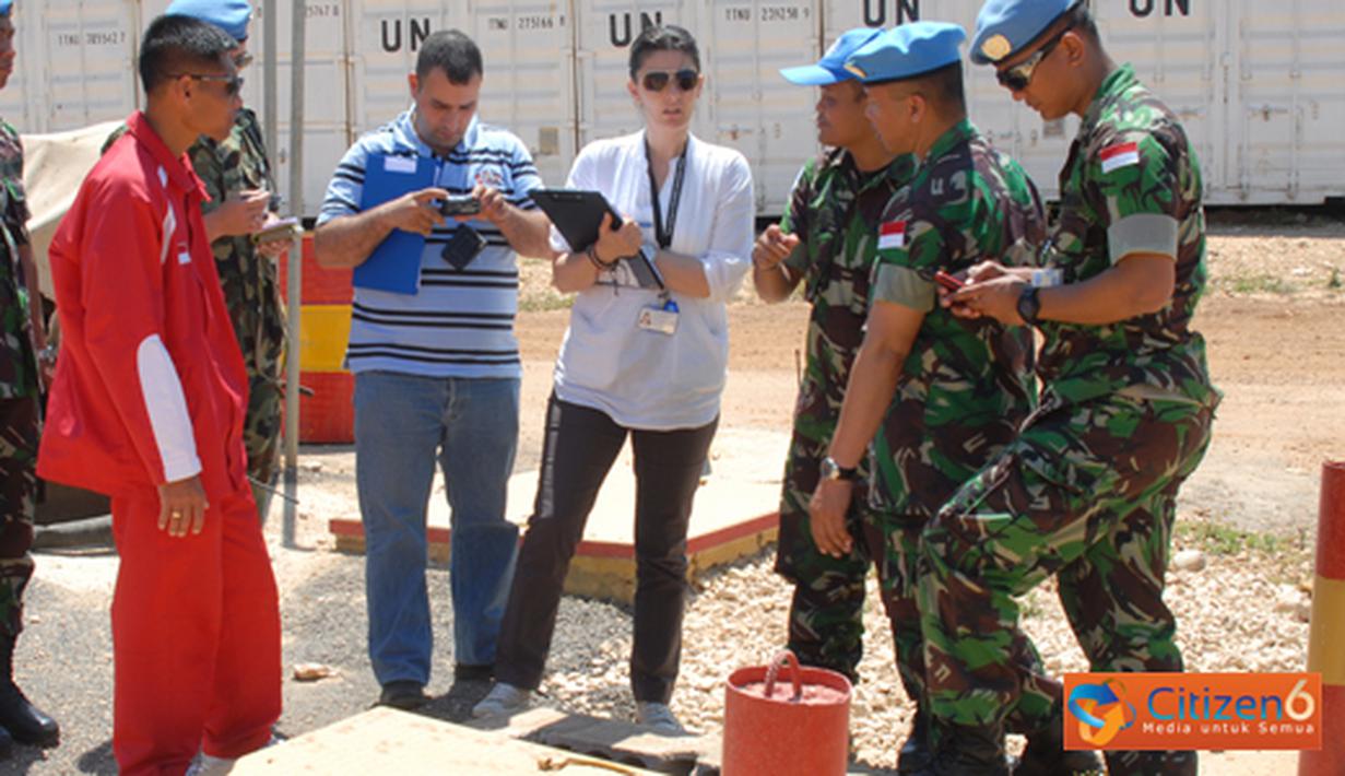 Citizen6, Lebanon: Tim Lingkungan dari HQ UNIFIL Naqoura mengecek kesehatan lingkungan Markas Satuan Tugas Batalyon Mekanis TNI Konga XXIII-F/UNIFIL (Indobatt), Kamis (10/5). (Pengirim: Badarudin Bakri)