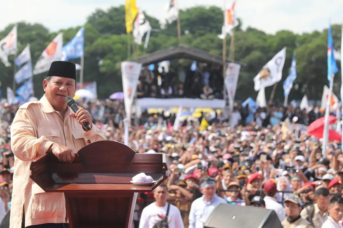 Capres nomor urut 01 Prabowo Subianto berkampanye di Lapangan Sriwedari, SOlo