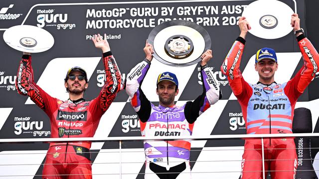 Johann Zarco bersama peraih podium MotoGP Australia 2023