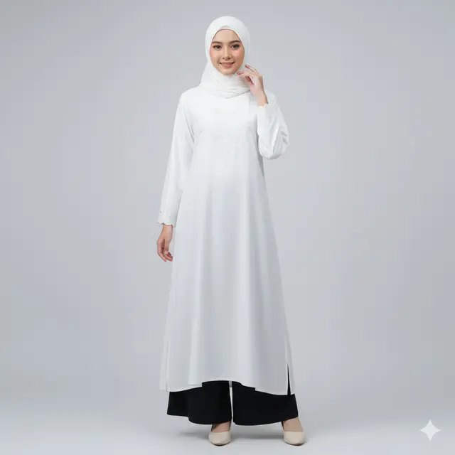 Inspirasi Gamis Tunik Kombinasi Celana Kulot Terbaru. Gemini