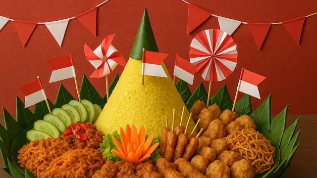 Cara Menghias Tumpeng Sederhana Tapi Cantik untuk Lomba 17 Agustus/Ilustrasi Gambar AI
