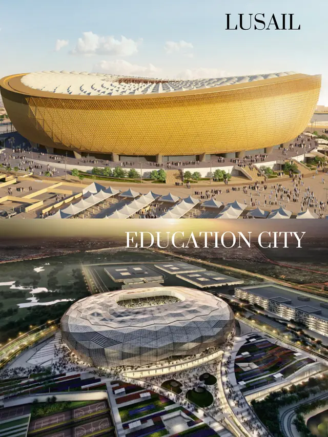 Stadion Lusail (Pic: Business Recorder) & Stadion Education City  (Pic: Sportstar.id)