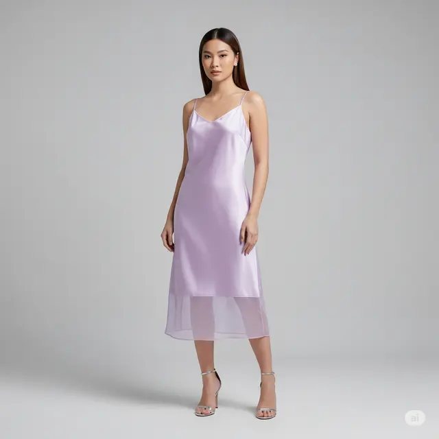 Inspirasi Baju Pesta Satin Slip Dress Pastel yang Memukau.