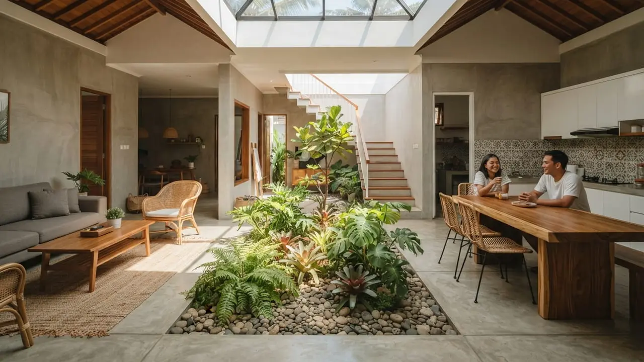 Desain Rumah Type 60 dengan Ruang Terbuka