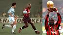 George Weah menjadi sejarah dunia sepak bola karena ia menjadi satu-satunya pemain sepak bola yang berasal dari Benua Afrika yang pernah meraih Ballon d'Or. Pemain Liberia ini mampu menghadiahkan dua trofi untuk PSG sebelum pindah ke AC Milan. (Foto Kolase: AFP/Gerard Julien & Carlo Ferraro)